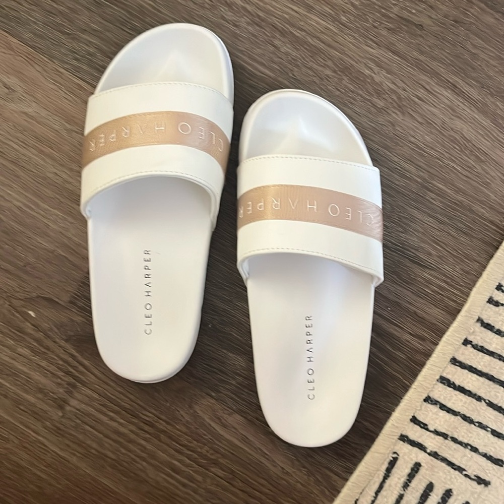Cleo Harper White and Tan Sandals
